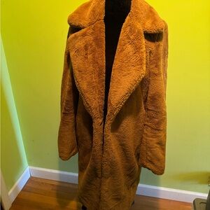 Women's Tan Faux Teddy Coat